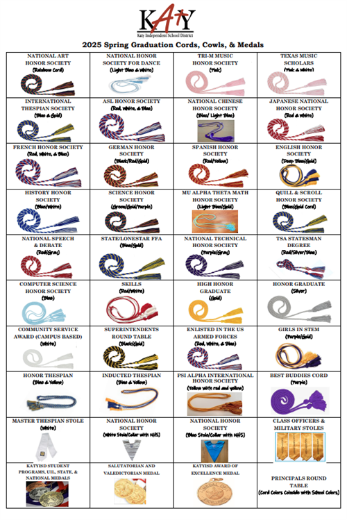 Cords for graduation have been updated. 